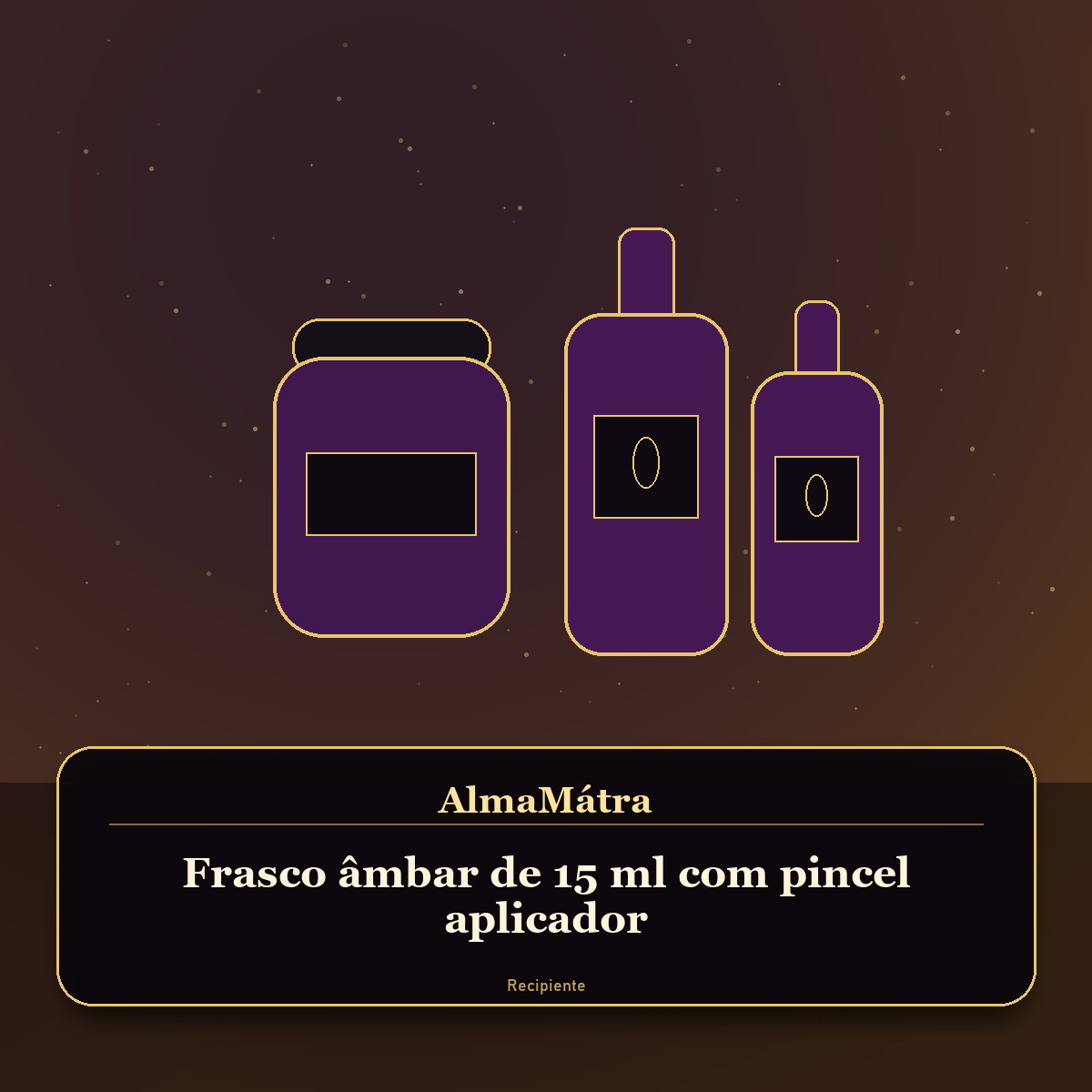 Frasco âmbar de 15 ml com pincel aplicador